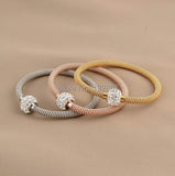 Stainless Steel Open Bangle with CZ Drill