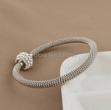Stainless Steel Open Bangle with CZ Drill