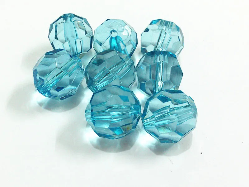 Blue Transparent Acrylic Beads - Faceted Design - Various Sizes Available