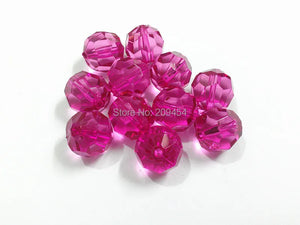 10mm/12mm/14mm/16mm/18mm/20 Hotpink Transparent Faceted Acrylic Beads