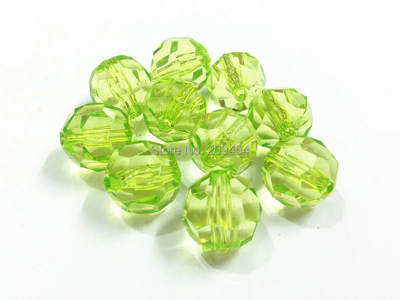 Light Green Transparent Faceted Acrylic Beads - Choose Size 10-20mm