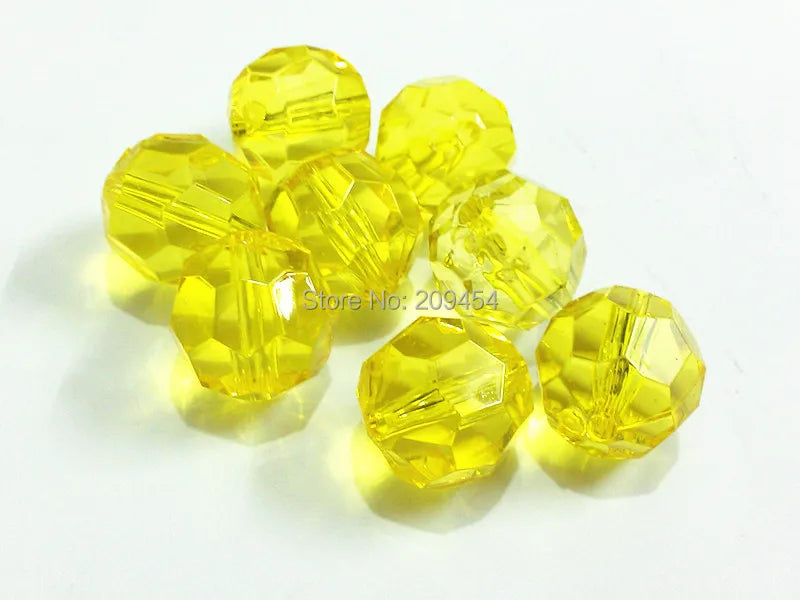 Yellow Transparent Big Faceted Beads - Choose Size First
