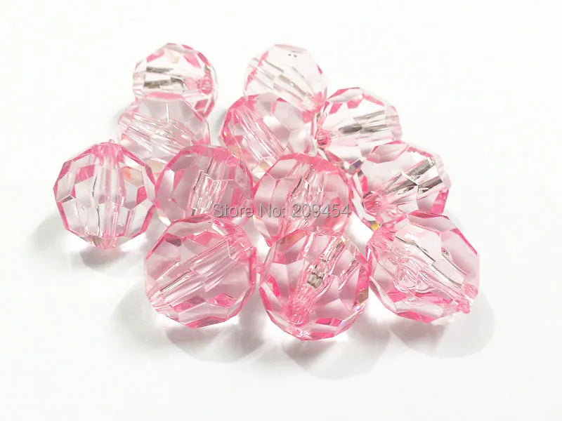 Light Pink Faceted Acrylic Beads - Choose Size: 10mm/12mm/14mm/16mm/18mm/20mm