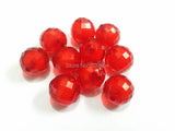 Red Acrylic Faceted Beads - Choose Size: 12mm, 16mm, 20mm