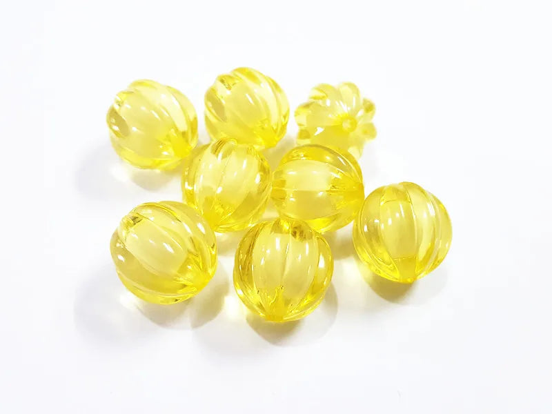Yellow Chunky Acrylic Watermelon Beads - Choose Size 12mm/16mm/20mm