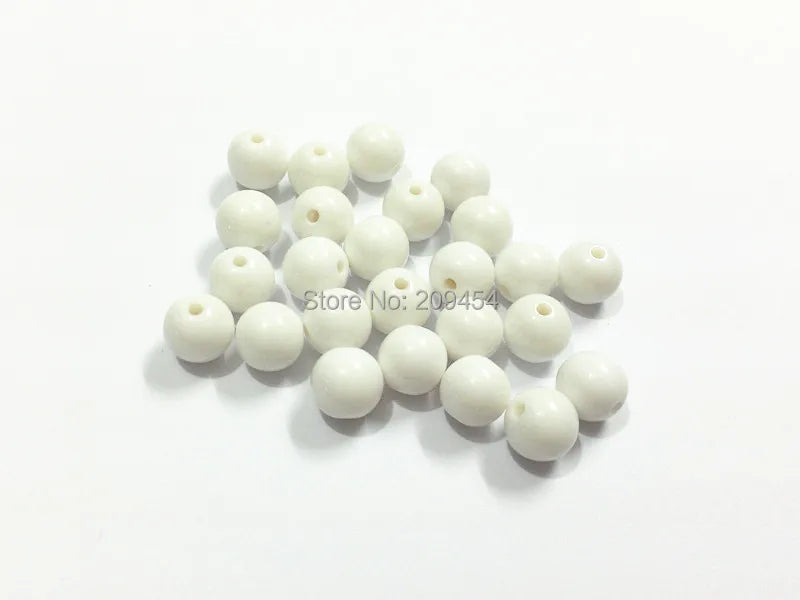 White Acrylic Solid Beads 4mm-30mm Sizes