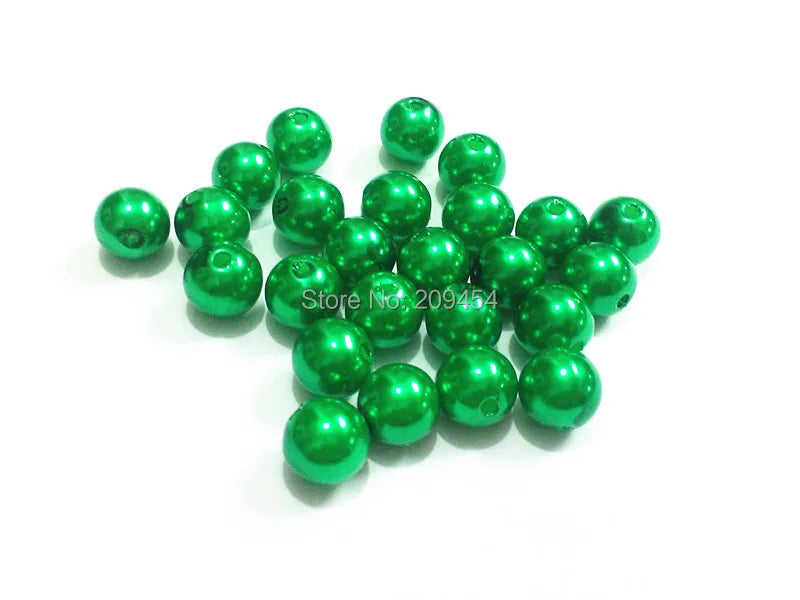 Christmas Green Acrylic Pearl Beads - Choose Size: 6mm to 25mm