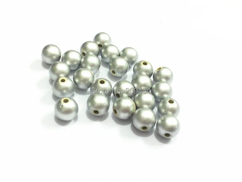 Matte-Silvery Acrylic Pearl Beads in Various Sizes for Jewelry Making