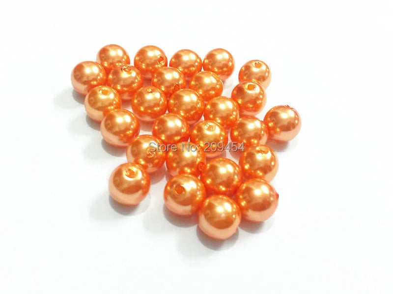 Orange Acrylic Pearl Beads in Various Sizes for Jewelry Making