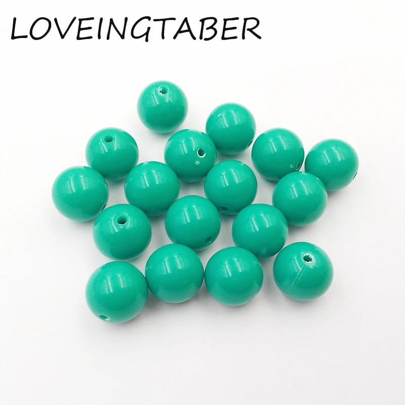 Green Acrylic Solid Beads For Necklace - Choose Size First