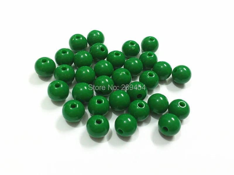 Dark Green Acrylic Solid Beads - Choose Size First