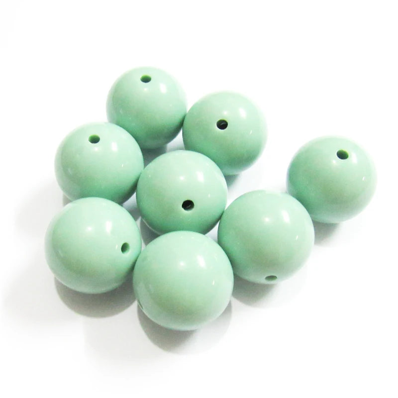 Dark Pea Green Acrylic Solid Beads in Various Sizes