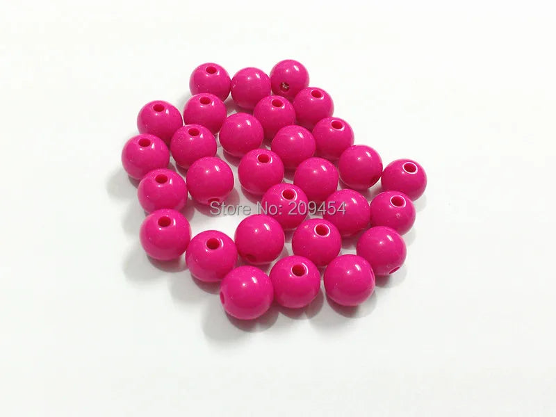 Hotpink Acrylic Solid Beads in Various Sizes