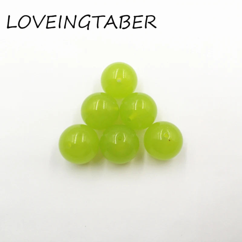 Light Green Chunky Acrylic Jelly Beads for Kids Jewelry - Choose Size First