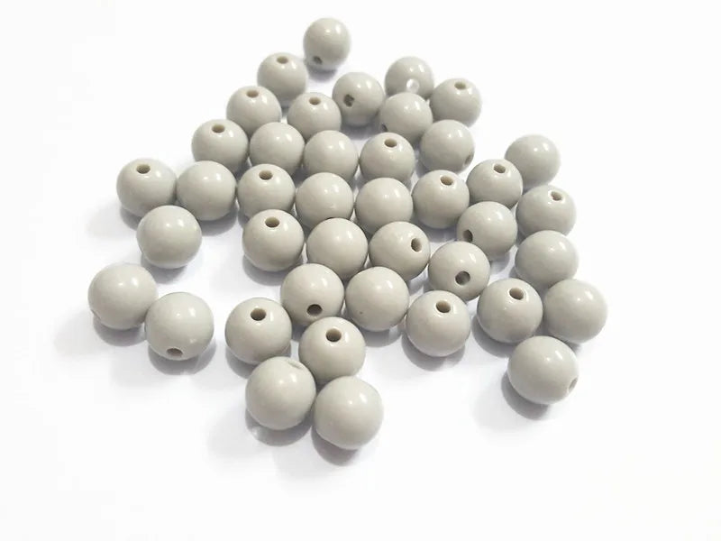Light Grey Acrylic Solid Beads - Choose Size First