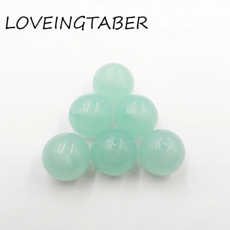 Mint Chunky Acrylic Jelly Beads for Kids Jewelry - Choose Size First