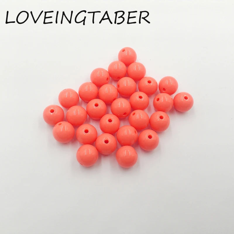 Pastel Coral Acrylic Solid Beads - Choose Size First