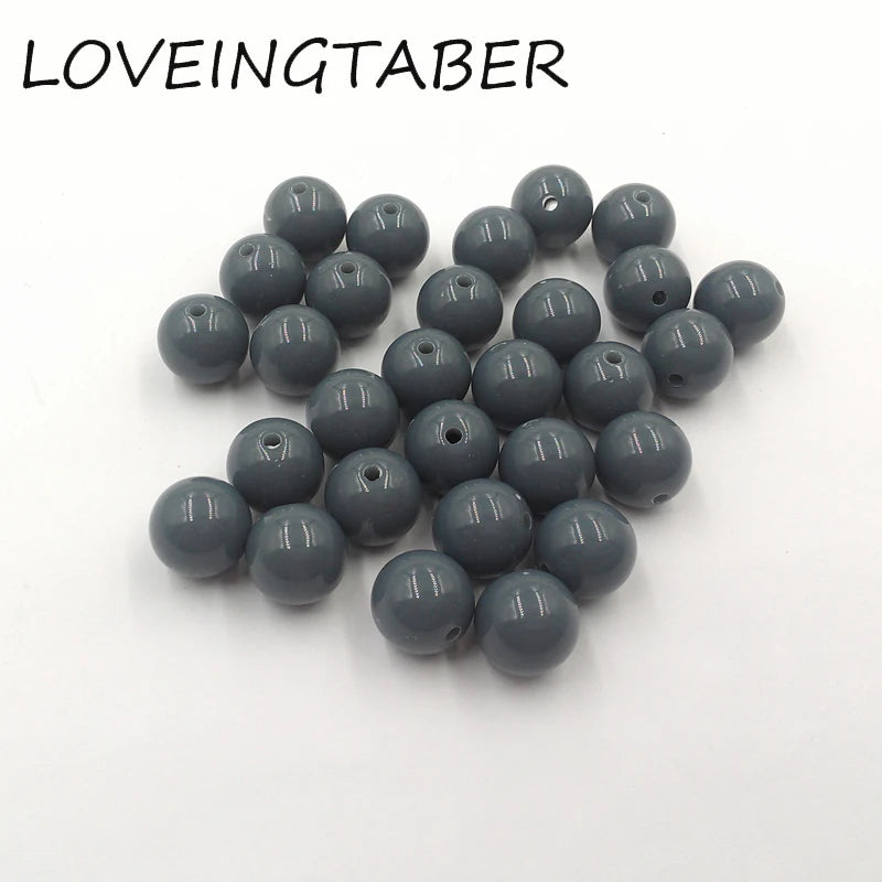 Dark Grey Acrylic Solid Beads for DIY Necklace Bracelet Making