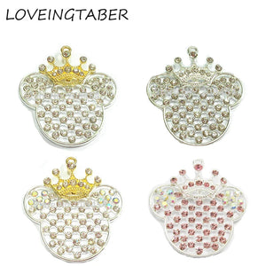 10pcs Crown Minnie Rhinestone Pendants for Chunky Kids Necklace Making