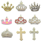 10pcs Enamel/Chunky Rhinestone Crown & Cross Pendants for Necklace Making