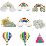 10pcs Enamel/Chunky Rhinestone Rainbow, Clound, Sun, Fire balloon, Tent Pendants