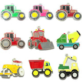 10pcs/bag Enamel/Rhinestone Farm Vehicle & Engineering Trucks Pendants