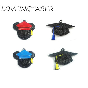 10pcs Enamel Rhinestone Regalia Cap Minnie Pendants for Kids Necklace