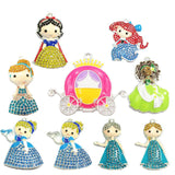 10pcs Enamel & Rhinestone Snow White/Cinderella Princess Pendants