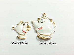 10pcs Enamel Tea Pot & Cup Pendants Lot
