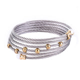 Chran Stainless Steel Cable Bangle Bracelet for Women