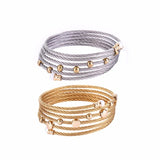 Chran Stainless Steel Cable Bangle Bracelet for Women