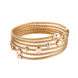 Chran Stainless Steel Cable Bangle Bracelet for Women