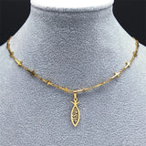 Jesus Ichthys Cross Chain Necklace Stainless Steel