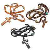 Christian Catholic JERUSALEM Wooden Cross Necklace For Women