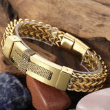 Men's Stainless Steel Christian Cross Bracelet - Engraveable