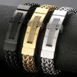 Men's Stainless Steel Christian Cross Bracelet - Engraveable