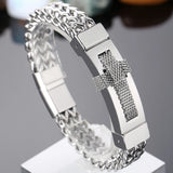 Men's Stainless Steel Christian Cross Bracelet - Engraveable