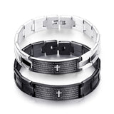 Christian English Bible Cross Bracelet Stainless Steel Watch Band Chain