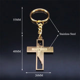 Christian Jesus Cross Keychain, Stainless Steel Religious Christ Keyring