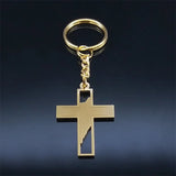 Christian Jesus Cross Keychain, Stainless Steel Religious Christ Keyring