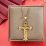 Christian Jesus Retro Copper Plating Cross Pendant Necklace