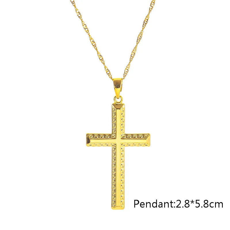 Christian Jesus Retro Copper Plating Cross Pendant Necklace