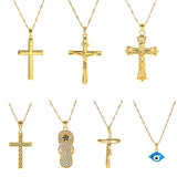 Christian Jesus Retro Copper Plating Cross Pendant Necklace