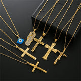 Christian Jesus Retro Copper Plating Cross Pendant Necklace