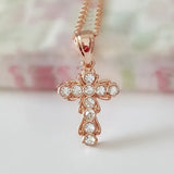 Christian Pendant Clear Cubic Zircon 585 Jewelry Women