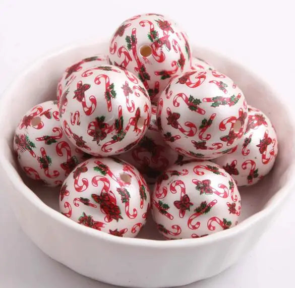 Christmas Acrylic Beads Candy Cane for Necklaces Making