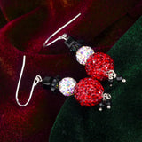 Christmas 925 Sterling Silver Drop Earrings Snowman Crystal Beads Hook Earrings