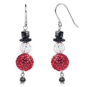 Christmas Snowman Drop Earrings Crystal Paved Beads Hook Earrings Women