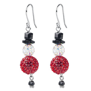 Christmas Snowman Drop Earrings Crystal Paved Beads Hook Earrings Women