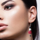 Christmas Snowman Drop Earrings Crystal Paved Beads Hook Earrings Women